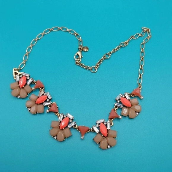 J. Crew Jewelry - J. Crew Crystal Rhinestone Cluster Statement Necklace 18"-21" pink/taupe/clear